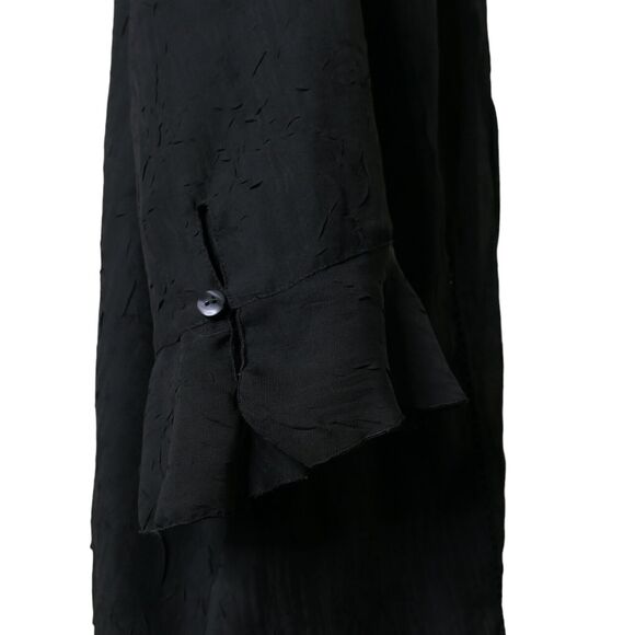 Maggie Barnes Black 3/4 Long Sleeve Button Front Twinset 3XL Ruffled Sleeve EUC - Picture 11 of 14